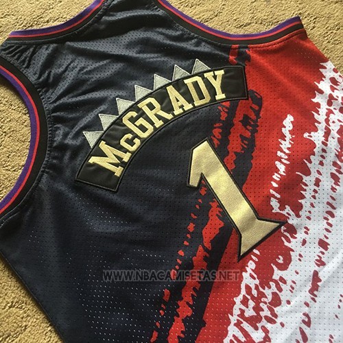 Camiseta Toronto Raptors Tracy Mcgrady NO 1 Mitchell & Ness Negro Rojo
